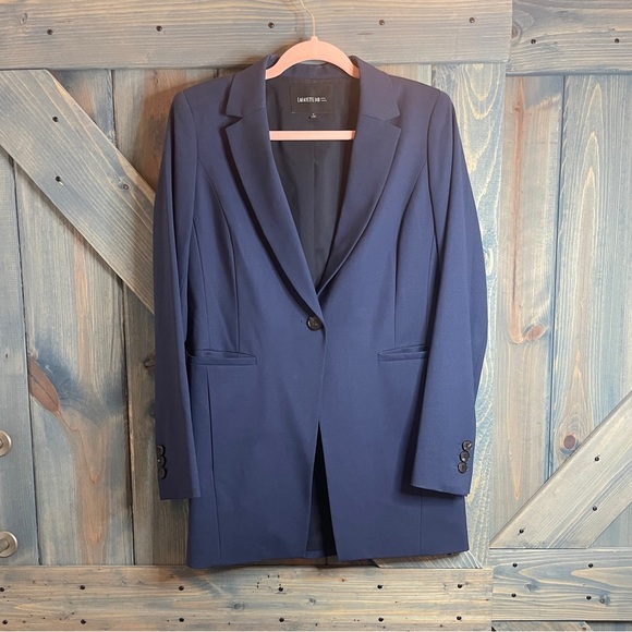 Lafayette 148 New York Blue Sport Coat Classic Tailored Blazer Virgin Wool - Picture 1 of 7